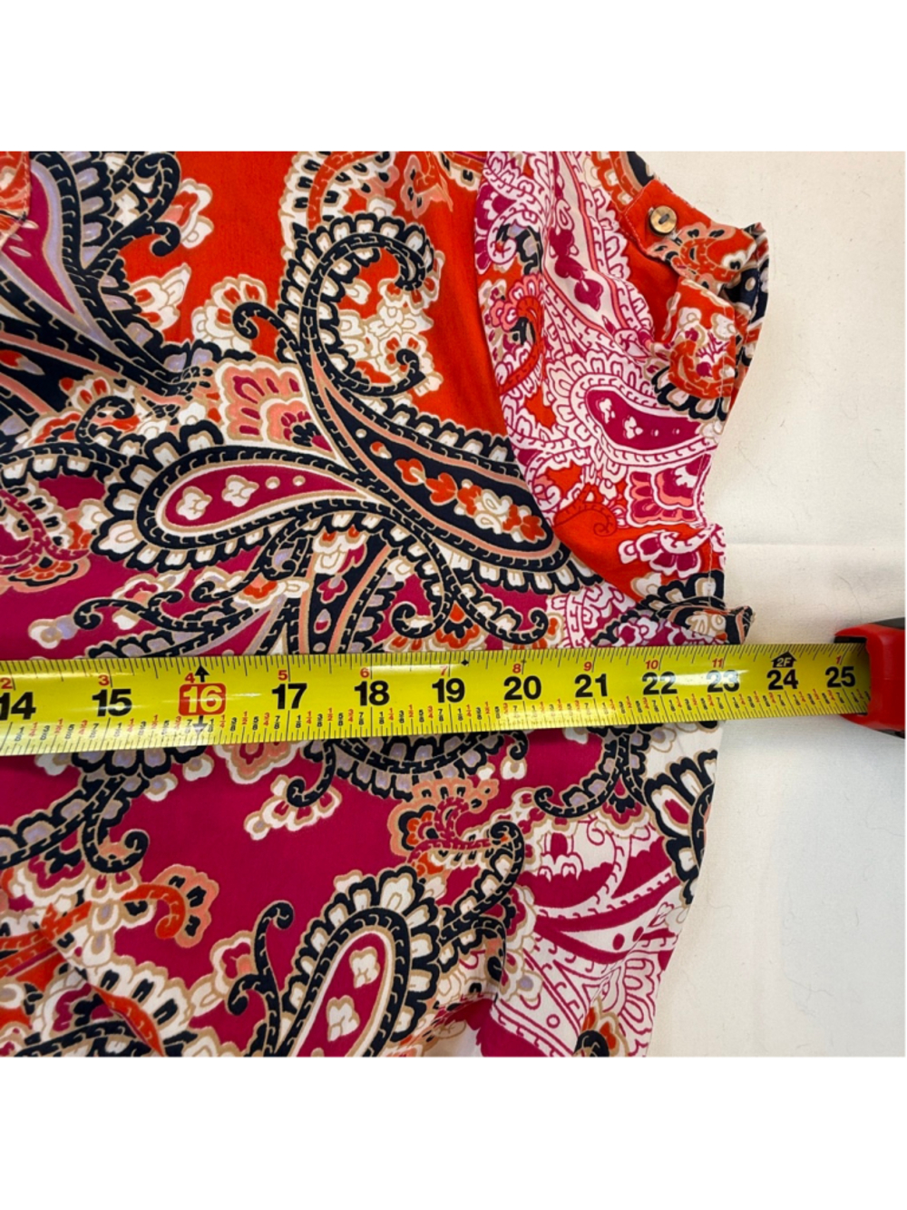 Tommy Hilfiger Paisley Print Tie Waist Dress XL Pink Orange Short Sleeve - Picture 4 of 8